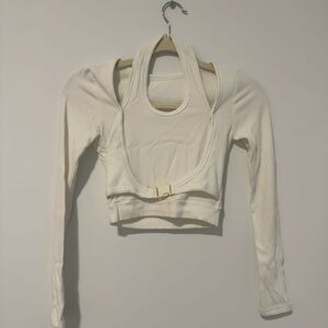 White buckle halter top